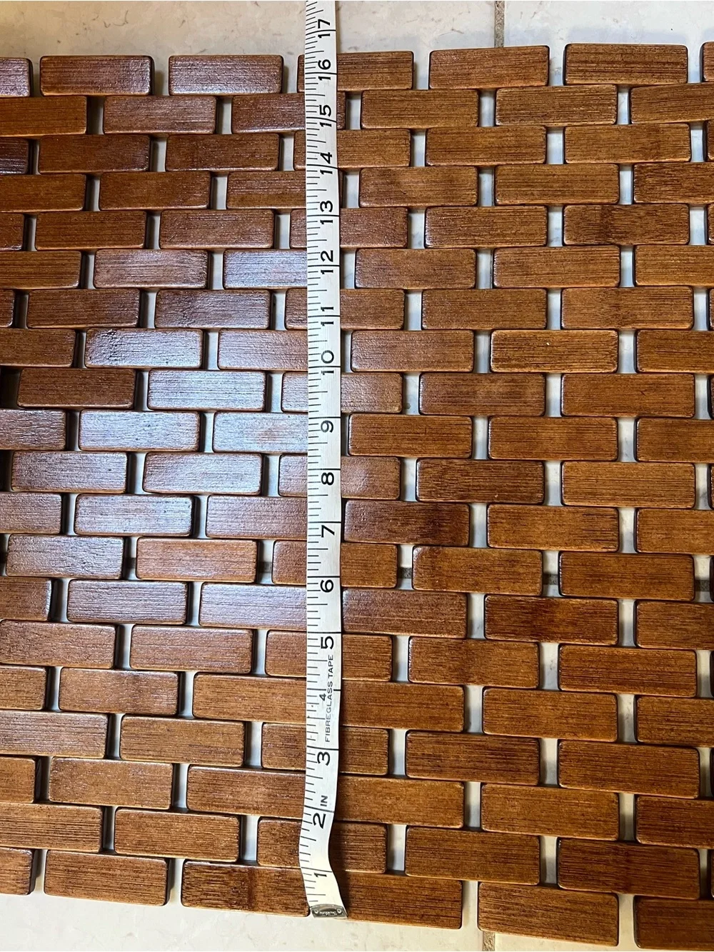 Splash Earth Bamboo Bath Mat in Brown Wood Tone - NEW with Tags